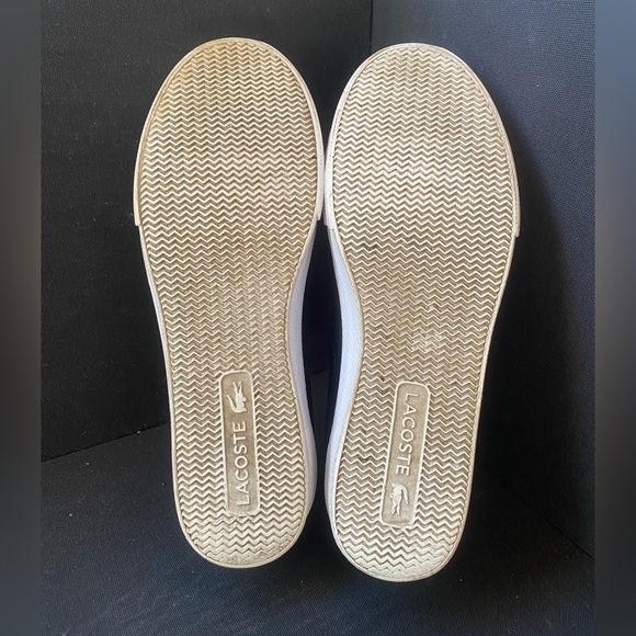 Lacoste Ziane Plus Grand Black and White Pebble Leather Sneakers Gold Accents 8 - Picture 6 of 8